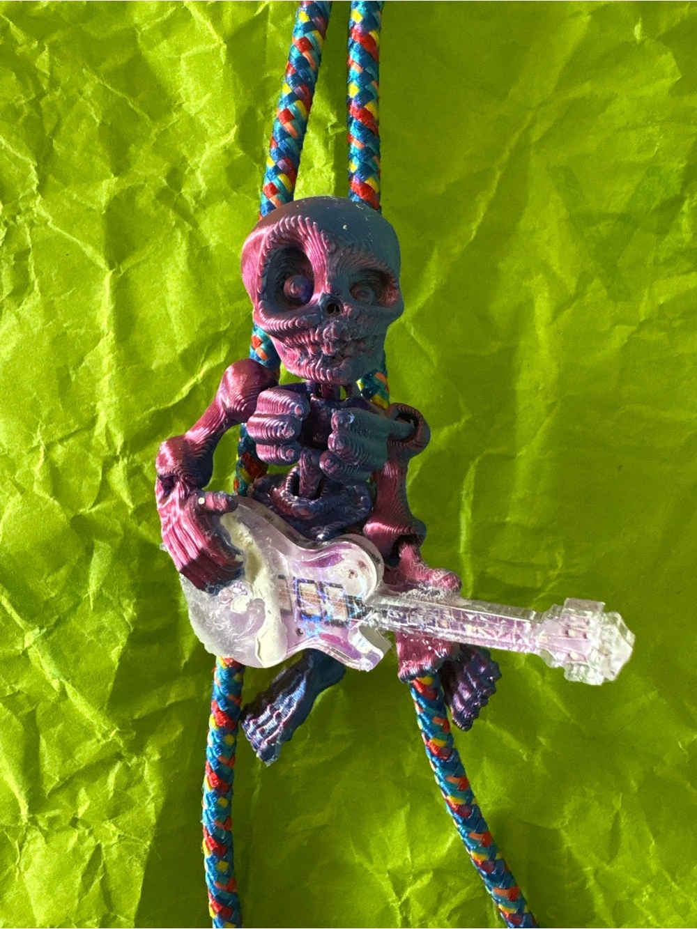 Purple Skeleton Guitar Bolo Tie